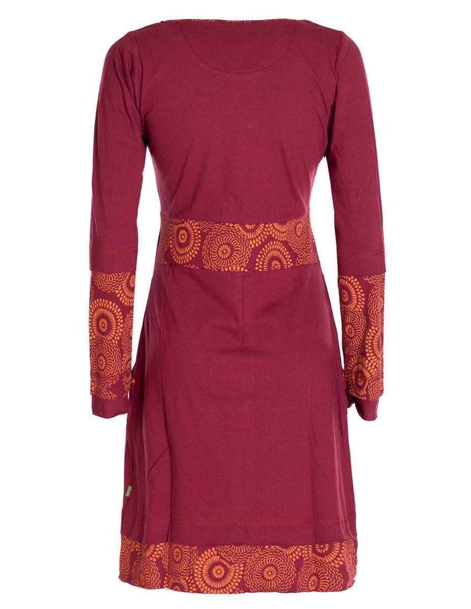 Vishes Tunikakleid Damen Langarm Longshirt-Kleid Sweatkleid Shirt-Kleid Tunika-Kleid Hippie, Guru, Retro Style