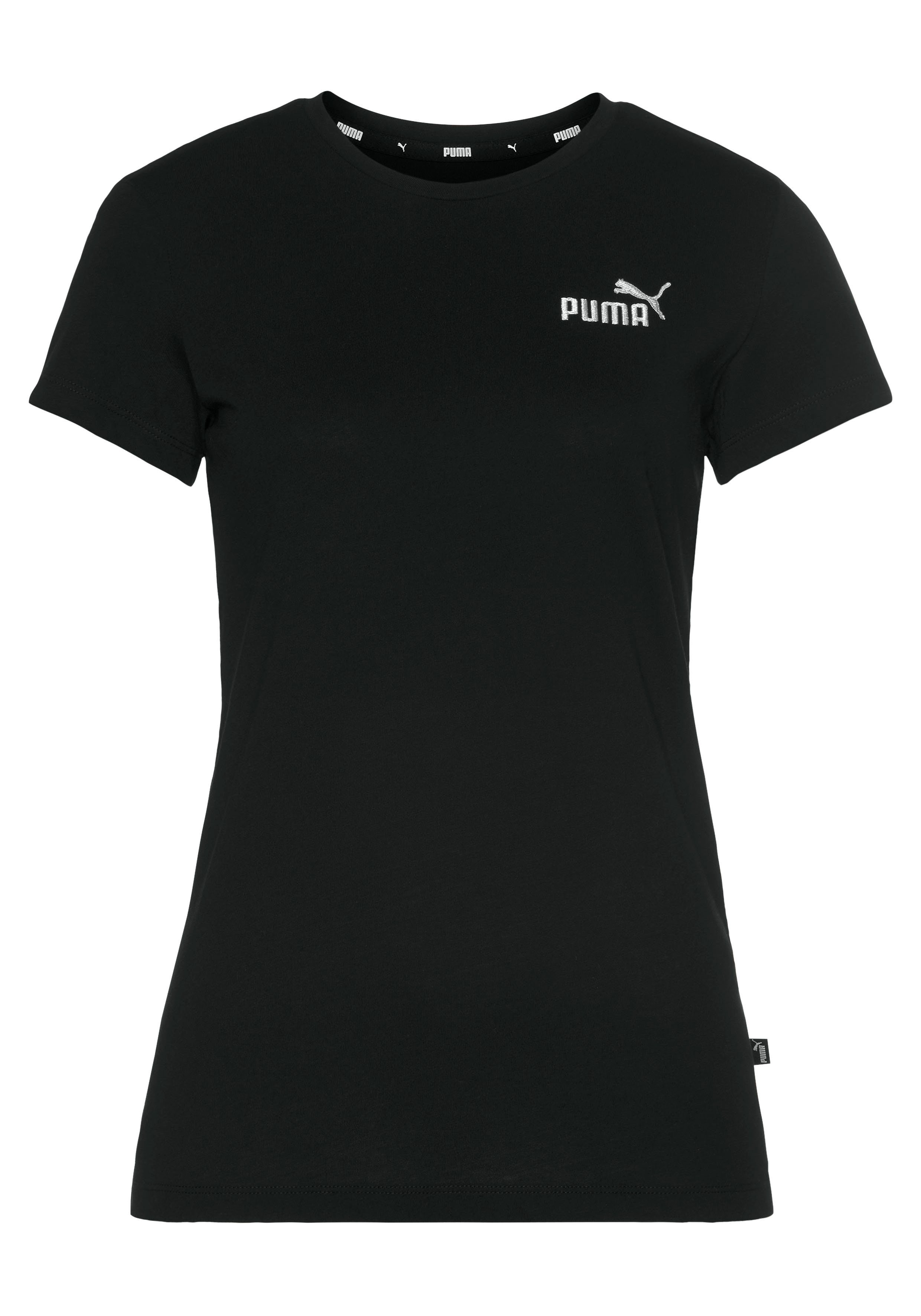 schwarz T-Shirt Tee PUMA Embroidery ESS+