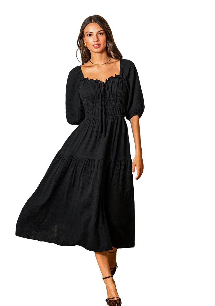 Cupshe Abendkleid Honig & Nebel Schwarzes Midikleid