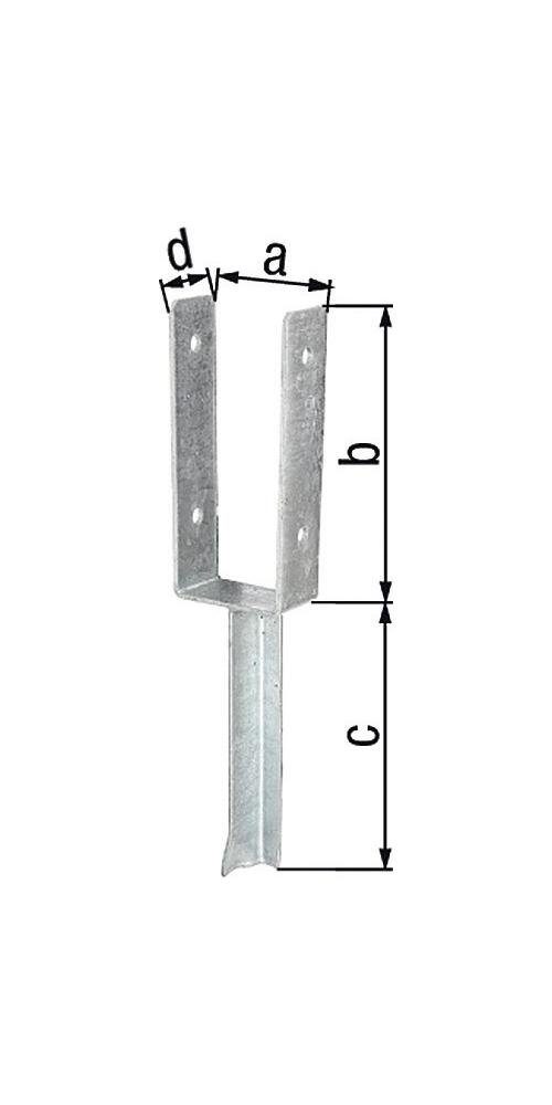 Alberts Pfostenträger U-Pfostenträger ETA-10/0210 91x200x200x50mm feuerverzinkt mit Betonanker aus T-Eisen