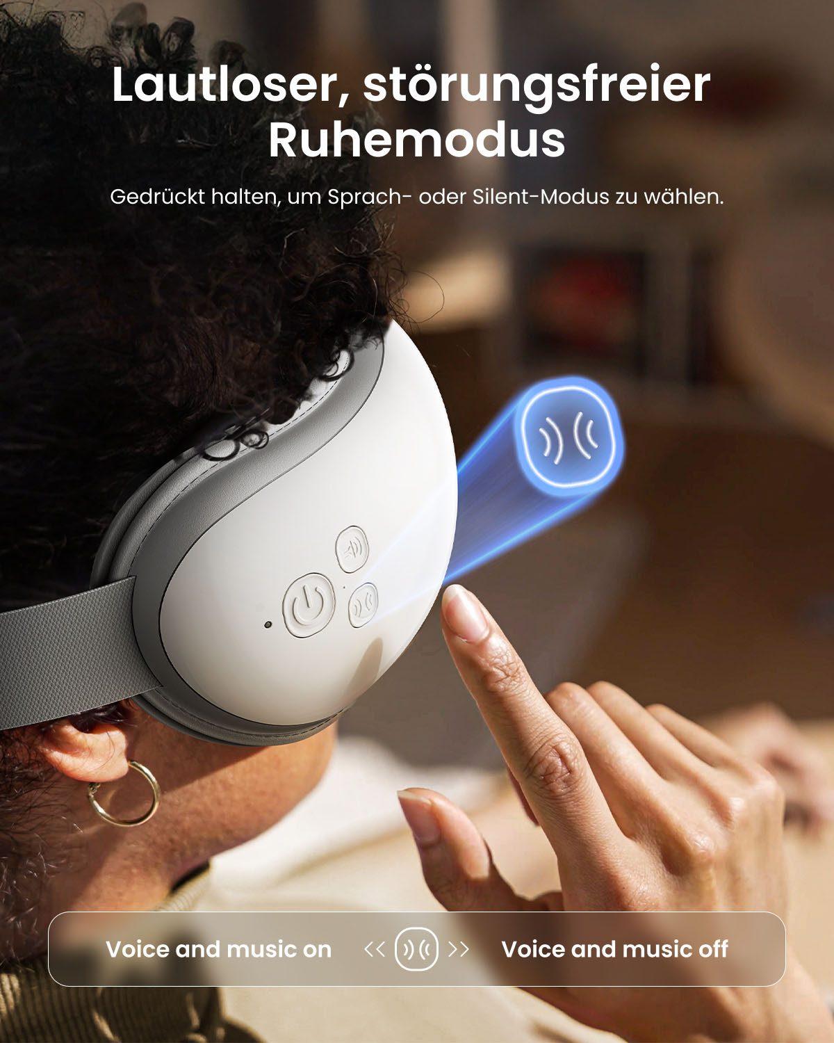 RENPHO Gesichtsmassagegerät Eyeris Smart, Luftdruck, Wärme, Vibration, 5 Modi, DIY, App, Lautsprecher, Akku