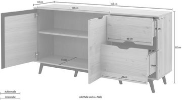 Home affaire Sideboard Flow, mit vielen Stauraummöglichkeiten und einer Holzoptik, Höhe 82 cm