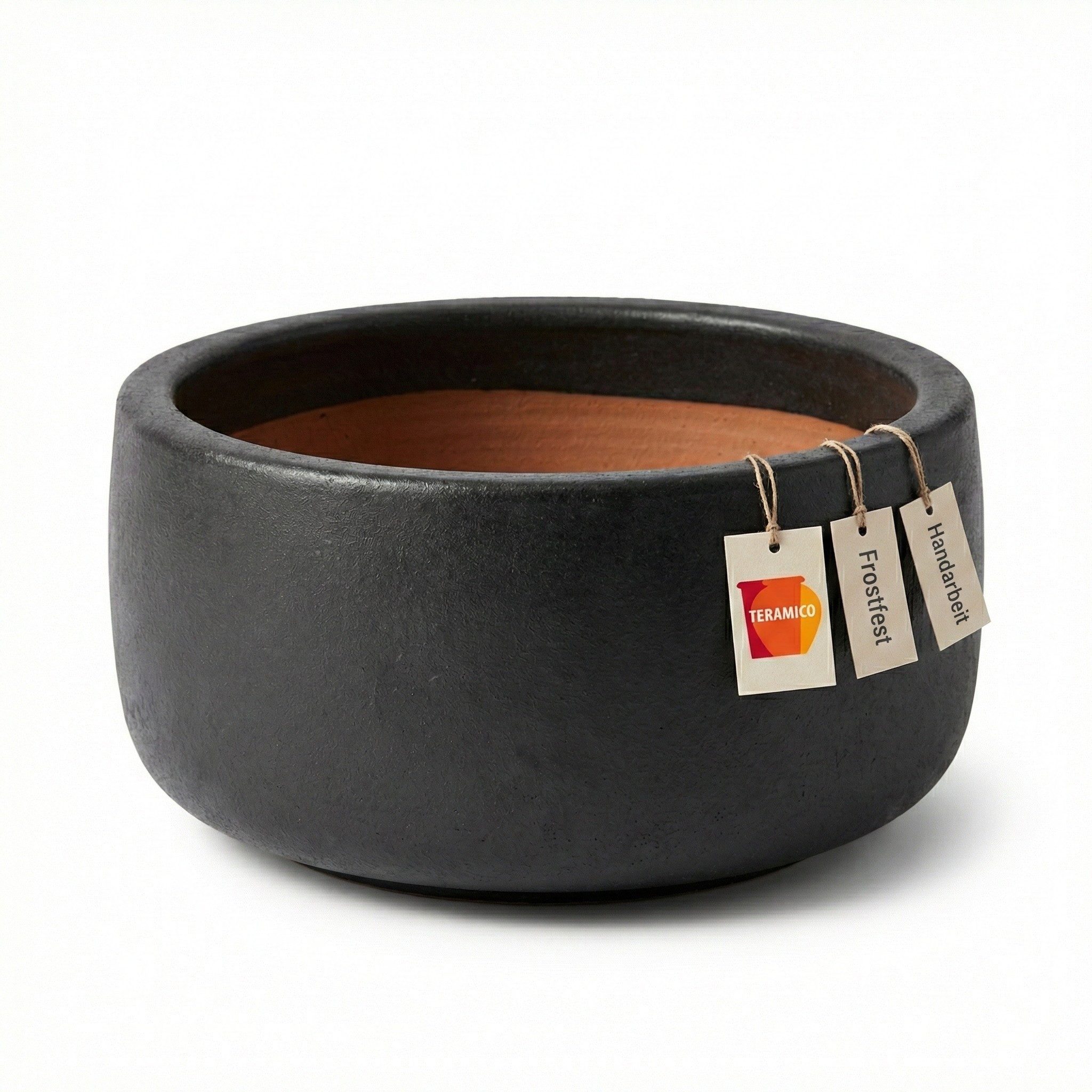 Teramico Blumentopf Pflanzgefäß Schale "Amsterdam" Anthrazit Ø 21 - 38 cm Frostfest (1 St), Frostfest, UV-Fest