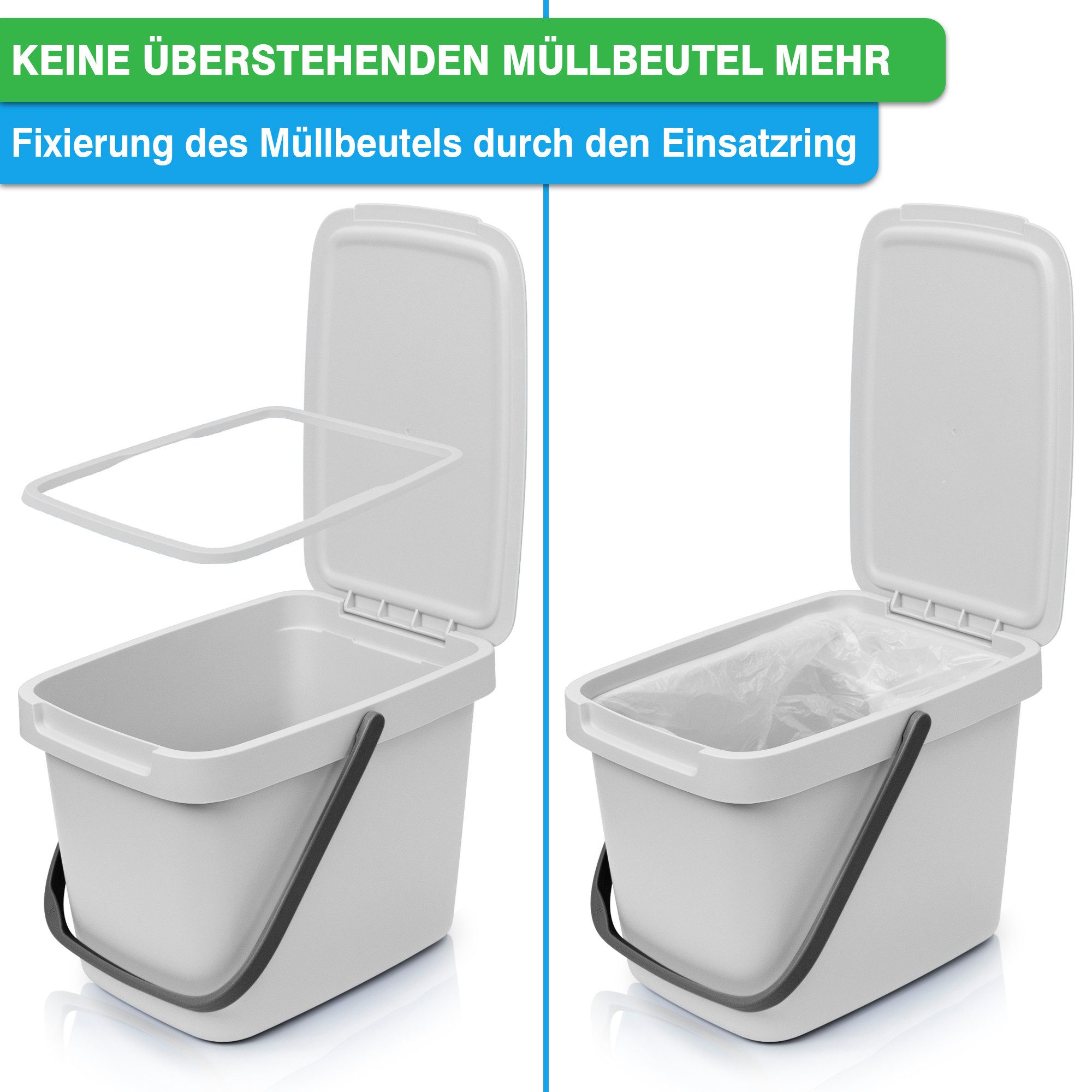 YourCasa Biomülleimer YourCasa® Biomülleimer Küche 6L Komposteimer für alltäglichen Biomüll, Mit Wandhalterung