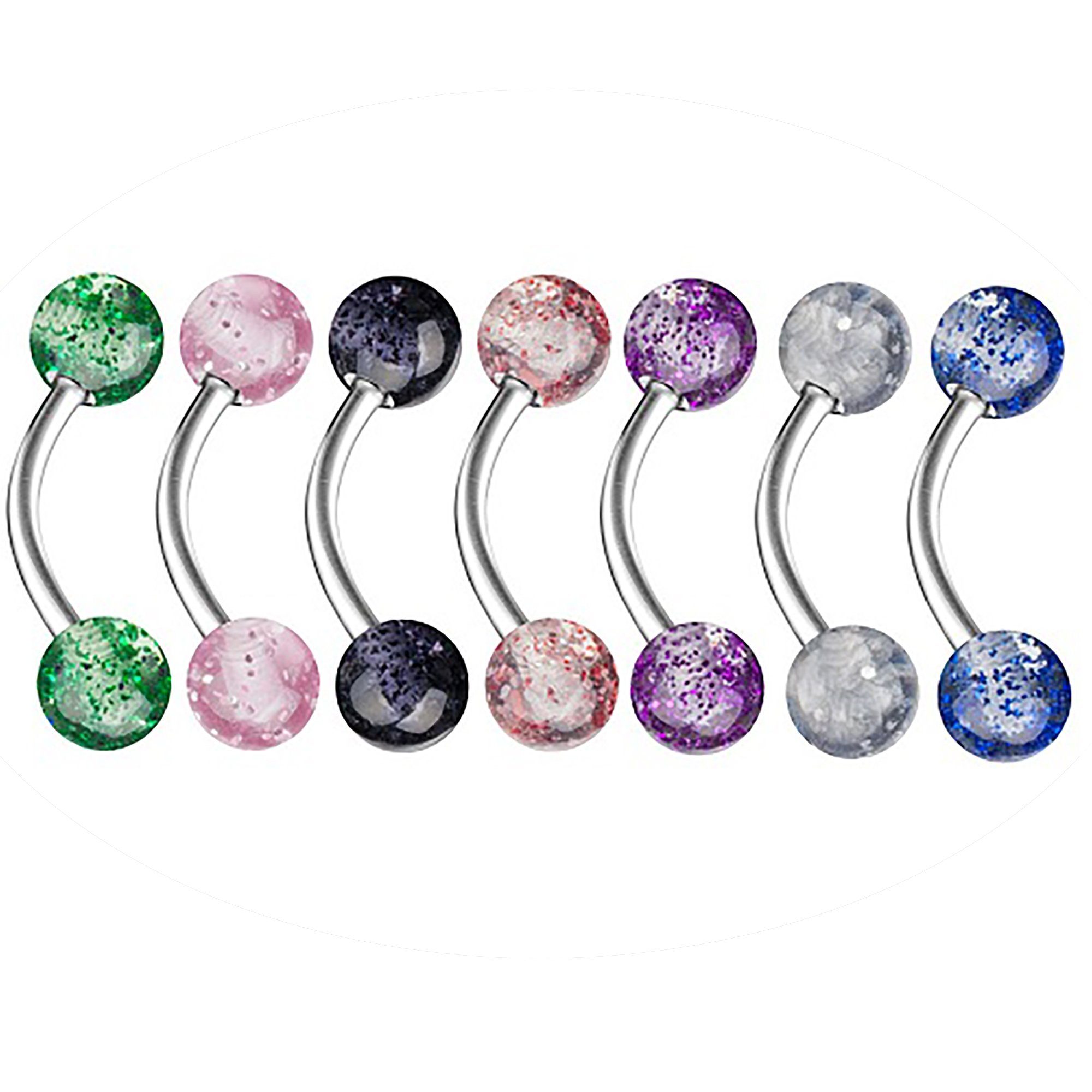 Taffstyle Augenbrauenpiercing Piercing Chirurgenstahl UV Glitter Augenbrauen, Piercing Chirurgenstahl UV Glitter Augenbrauen