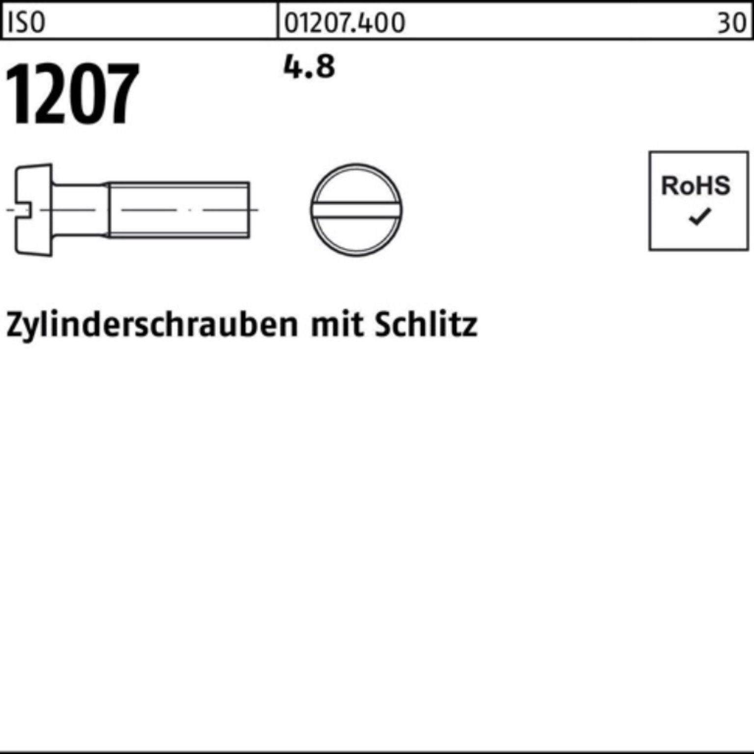 Reyher Zylinderschraube 200er Pack Zylinderschraube ISO 1207 Schlitz M6x 75 4.8 200 Stück ISO