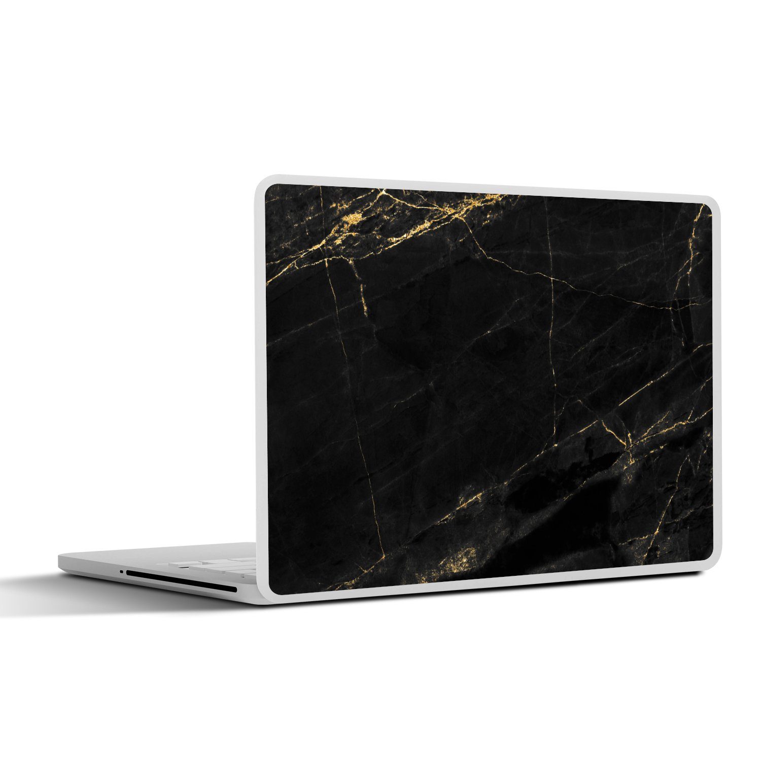 MuchoWow Laptop-Aufkleber Marmoroptik - Luxus - Schwarz - Gold, (1tlg), Laptop Folien Cover, Aufkleber, Sticker, Schutz vor Kratzern, 30x21 cm