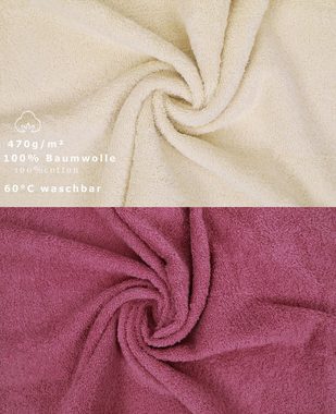 Betz Handtuch Set 12-tlg. Handtuch Set Premium Farbe Sand/Beere, 100% Baumwolle, (12-tlg)