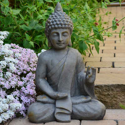 INtrenDU Gartenfigur Garten Buddha Antikfigur in Steinoptik 54cm Skulptur Feng Shui Deko