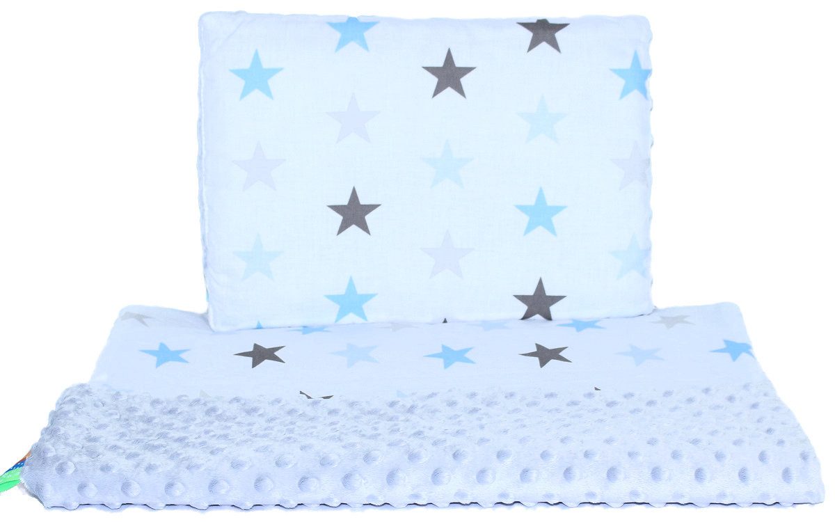 Primawela Babybettdecke Minky Baby Kinderwagenset Kuscheldecke Kinder Decke Kissen Star
