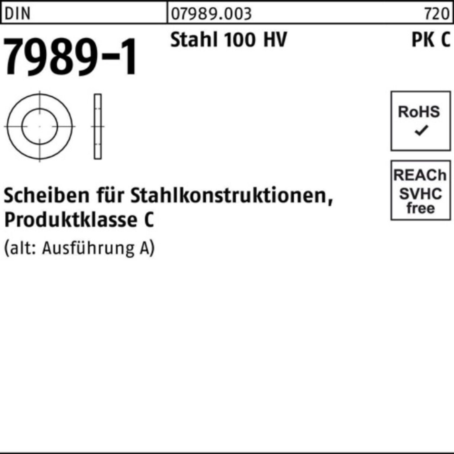 10/11x 20x8 7989-1 Pack Reyher 100er Unterlegscheibe Unterlegscheibe Stahl 100 DIN Stü 100HV