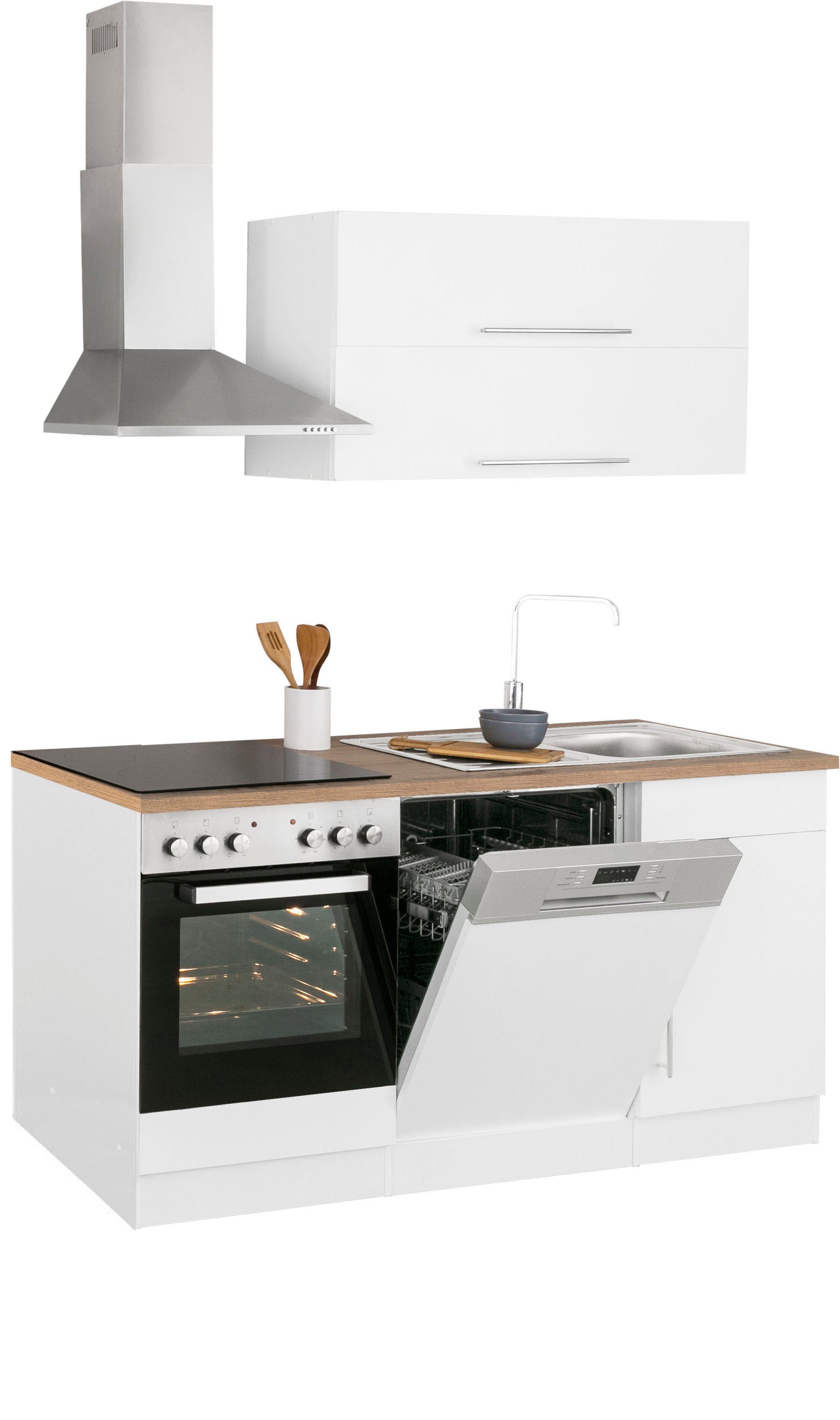 Samos, mit E-Geräten, Küchenzeile MÖBEL weiß/wotaneichefarben Breite | cm 170 weiß HELD