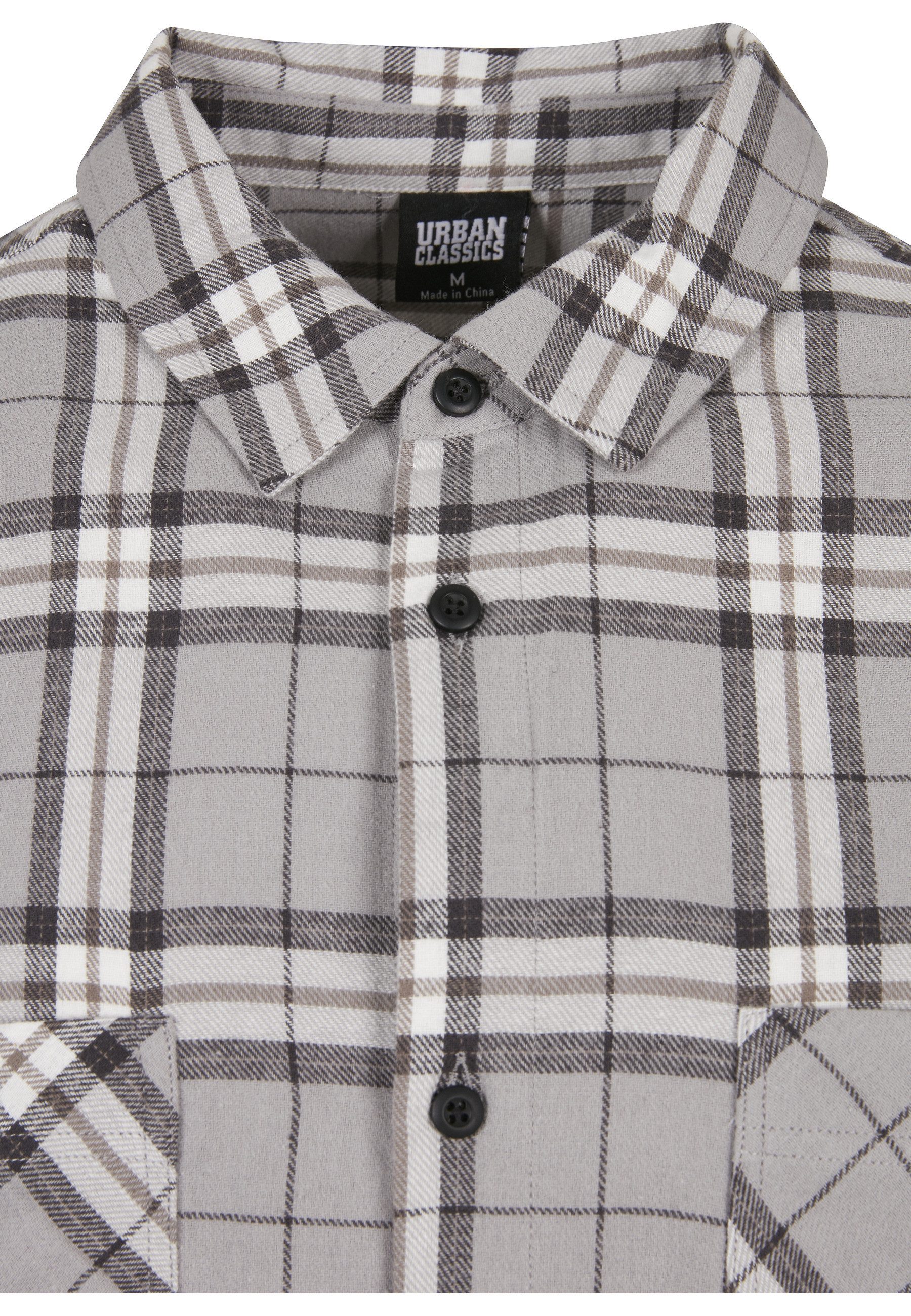 URBAN CLASSICS Langarmshirt Urban Classics Herren Long Oversized Grey Check Shirt (1-tlg)