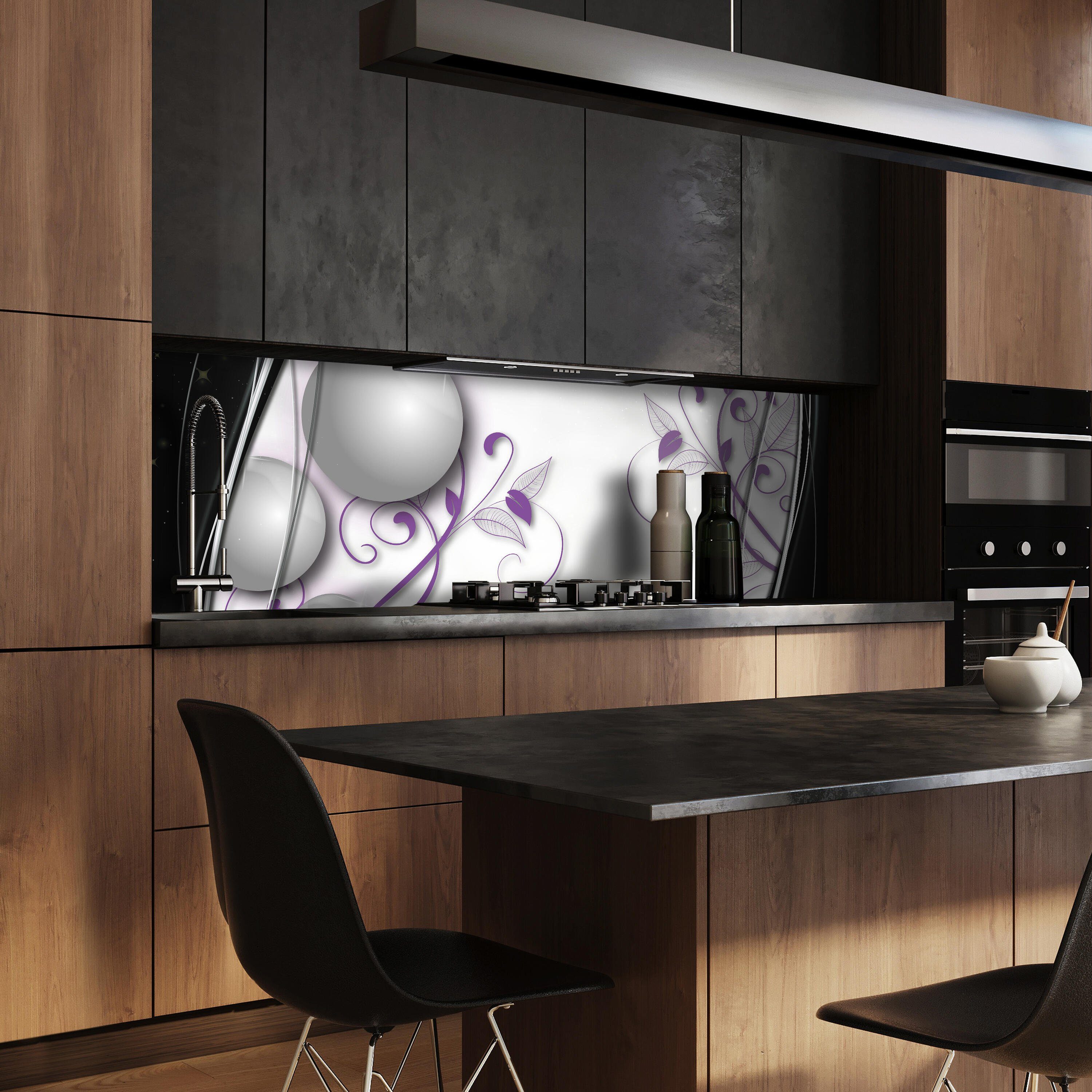 wandmotiv24 Küchenrückwand elegante Kugeln abstrakt, (1-tlg), Premium Hartschaum Nischenrückwand in versch. Größen