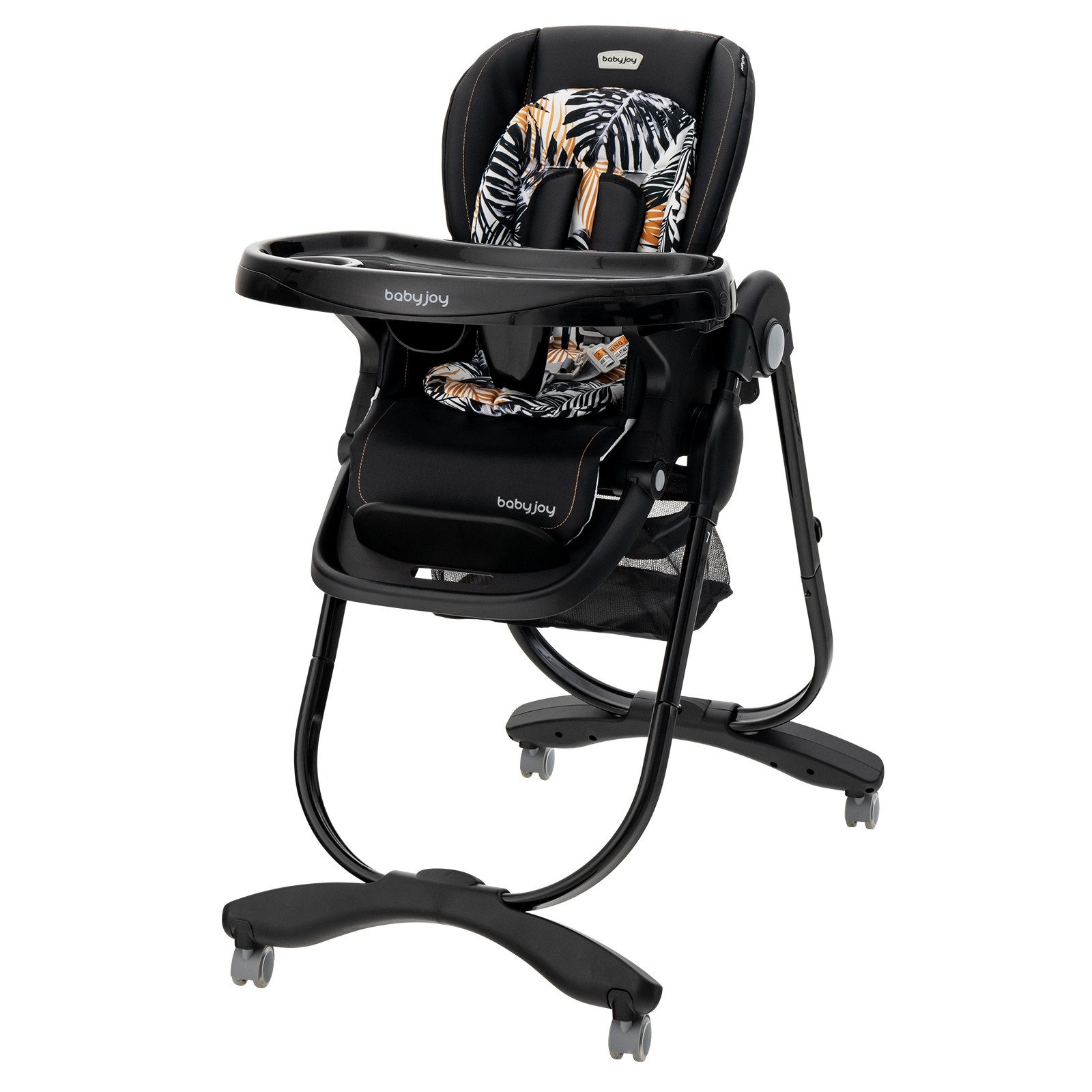 COSTWAY Hochstuhl Babystuhl, klappbar, verstellbar, mit Liegefunktion & Rädern