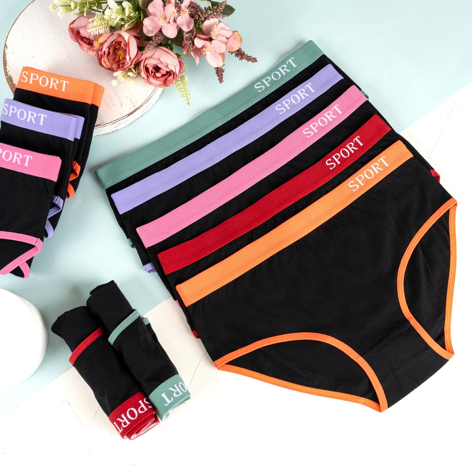 LOREZA Slip 10er Set Mädchen Slips - Sport - Schwarz (Spar-Packung, 10-St)
