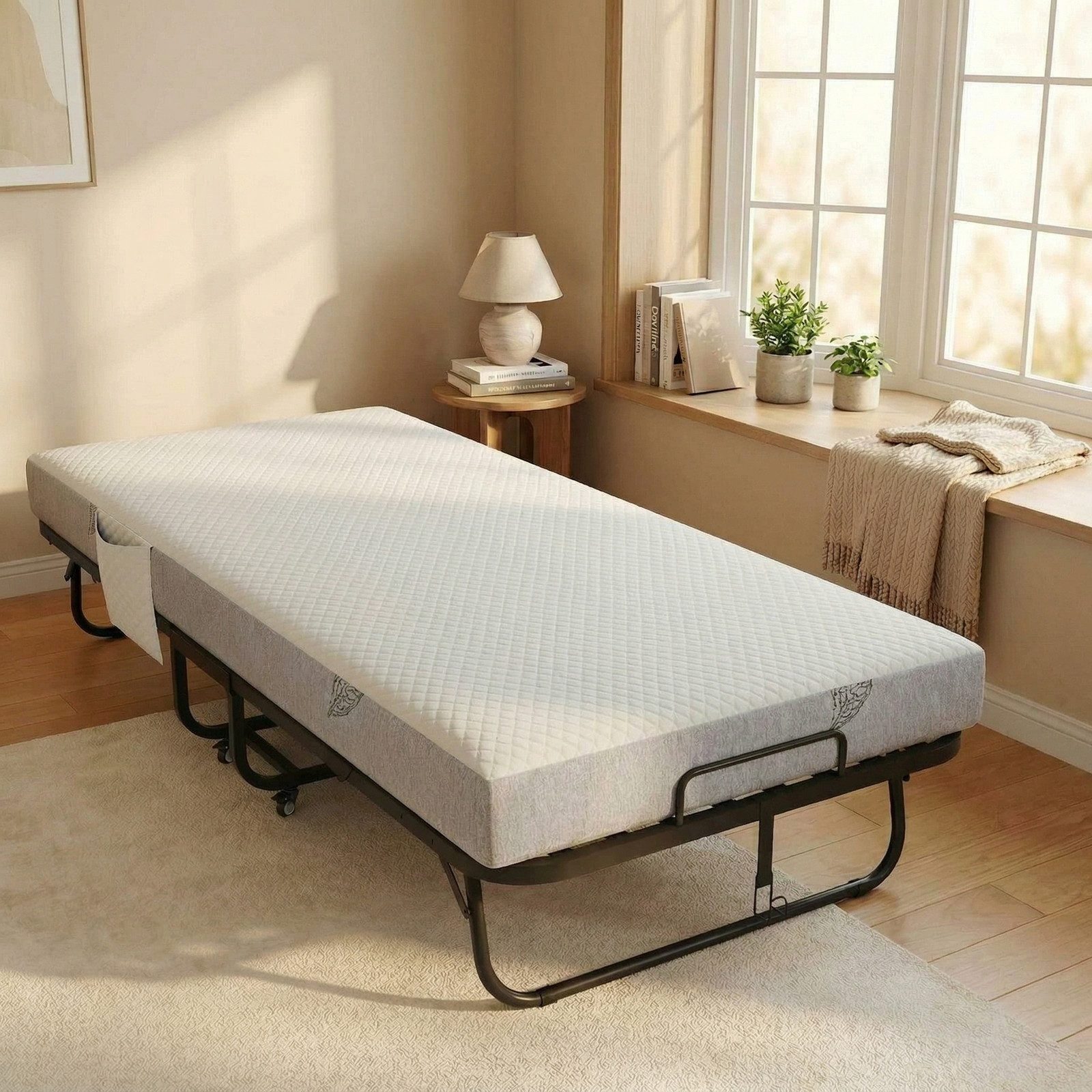 VOWNER Klappbett Gästebett, flexibles Tagesbett mit 13 cm Memory-Schaum Matratze (1-St) Outdoor Reisebett 200x90 cm, stabil & mobil mit Staubschutzhülle