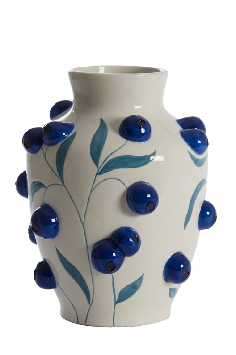 Dirk Davids Leuchten GmbH Dekovase Deko Vase Weiß Blau Ø24,5x30,5cm Blueberry