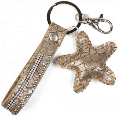 styleBREAKER Schlüsselanhänger (1-tlg), Schlüsselanhänger mit Strass, Nieten und Stern Anhänger