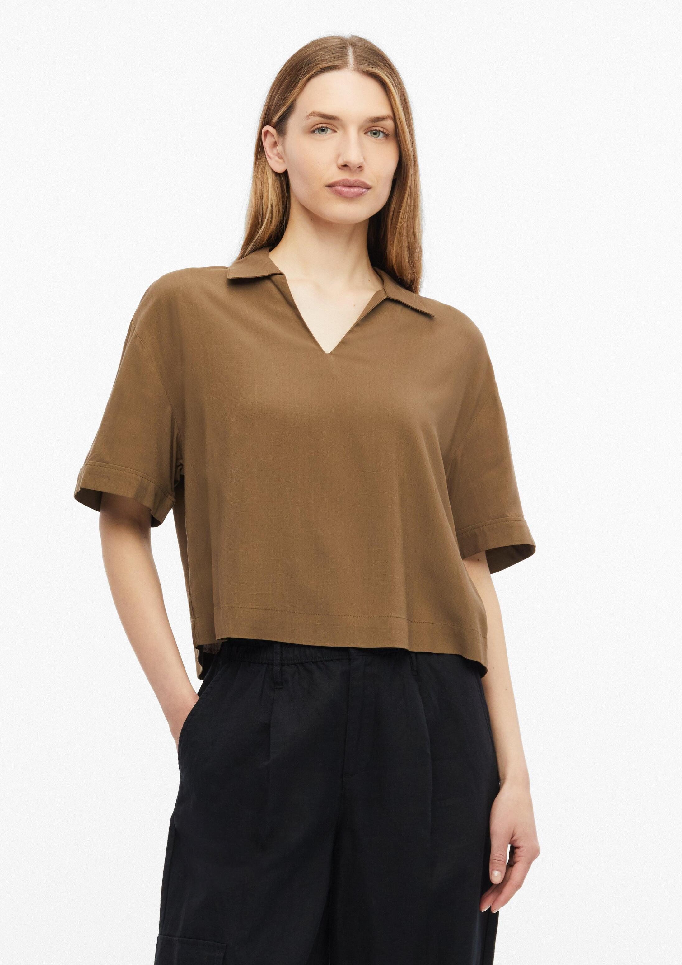 s.Oliver Kurzarmbluse Bluse Viskosebluse im Boxy Fit