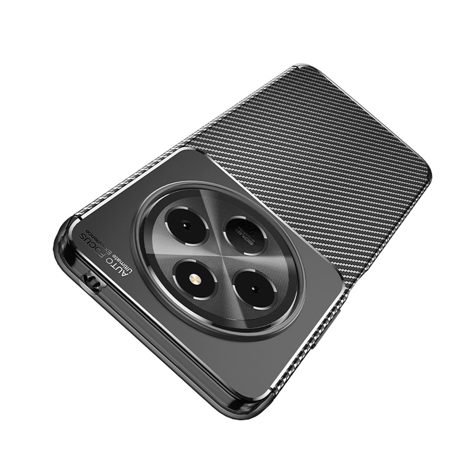 betterfon Handyhülle für Xiaomi Redmi 14C / Poco C75 Silikon Case TPU Bumper Schale Schwarz, Carbon-Look – stoßfestes Case mit Air-Cushion & Metall-Optik