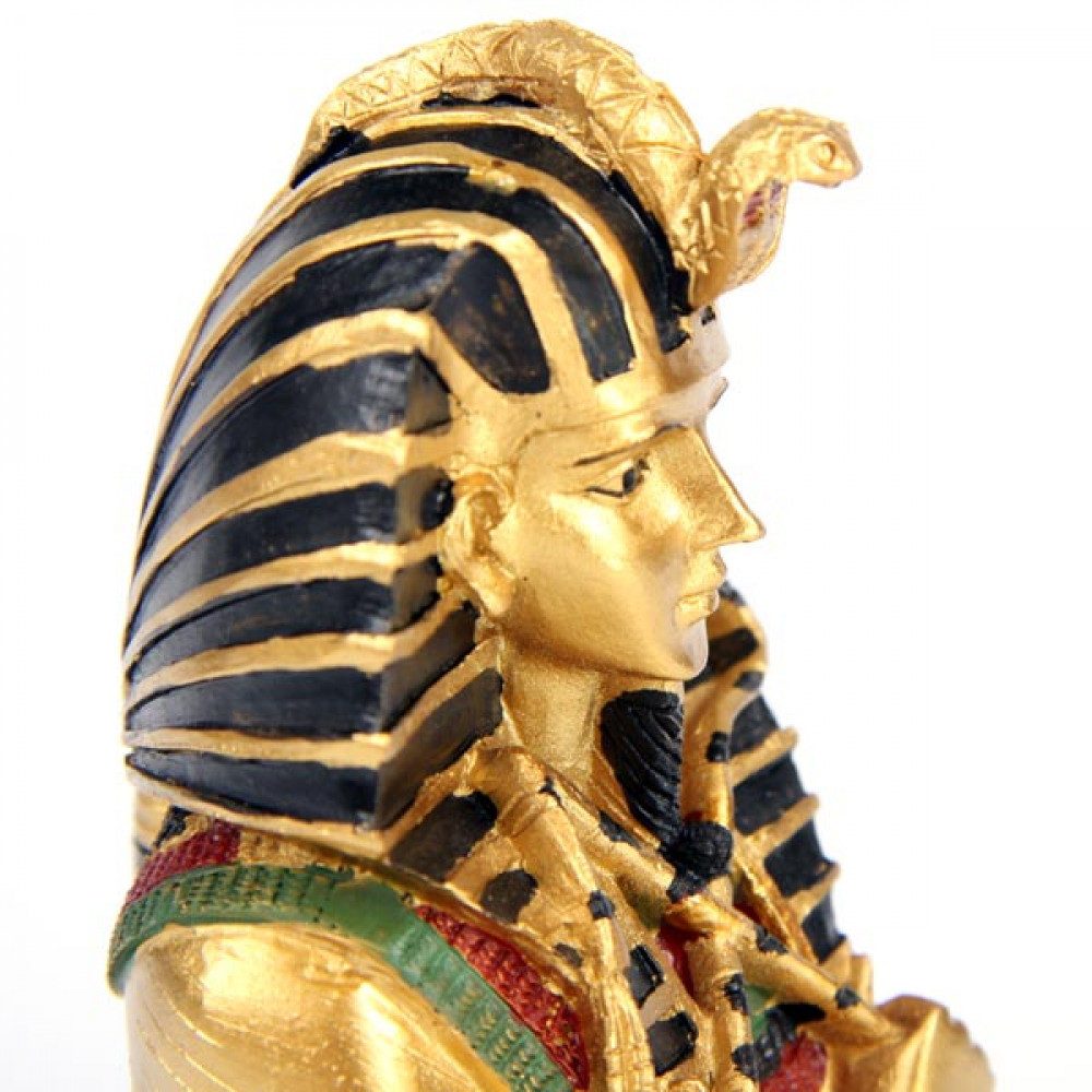 Skulptur Ägypten Figur Goldener ägyptischer Tutanchamun mit mit Stab und Dresch