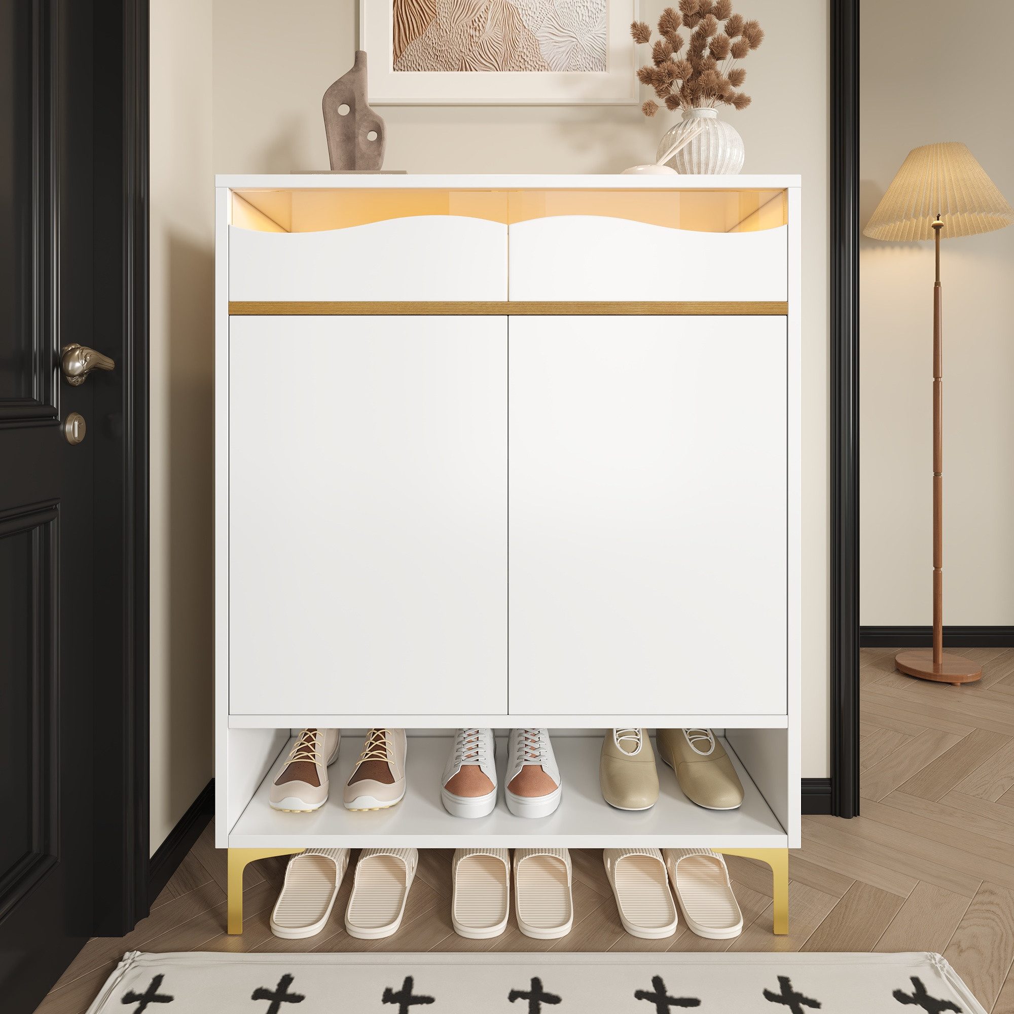 STILVORA Schuhschrank Flurschuhregal mit LED,Schuhkommode mit günstig online kaufen