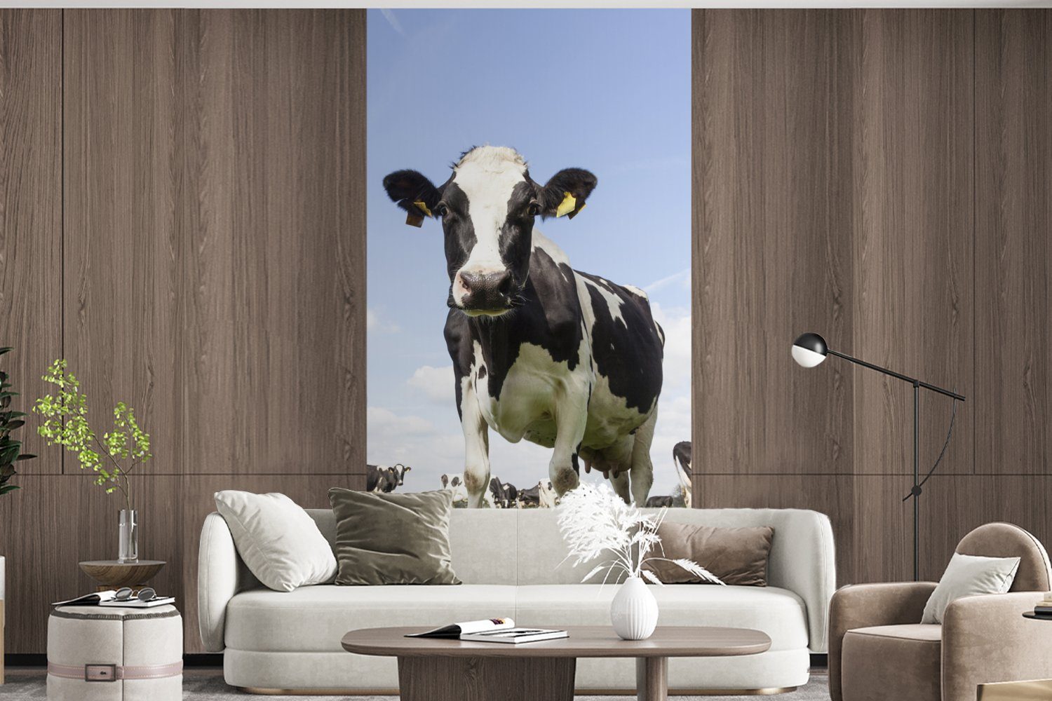 Bauernhof, Tiere Sonne - Kühe Vliestapete Küche, St), Schlafzimmer - - Fototapete bedruckt, MuchoWow Matt, Wohnzimmer (2 - Fototapete für Gras