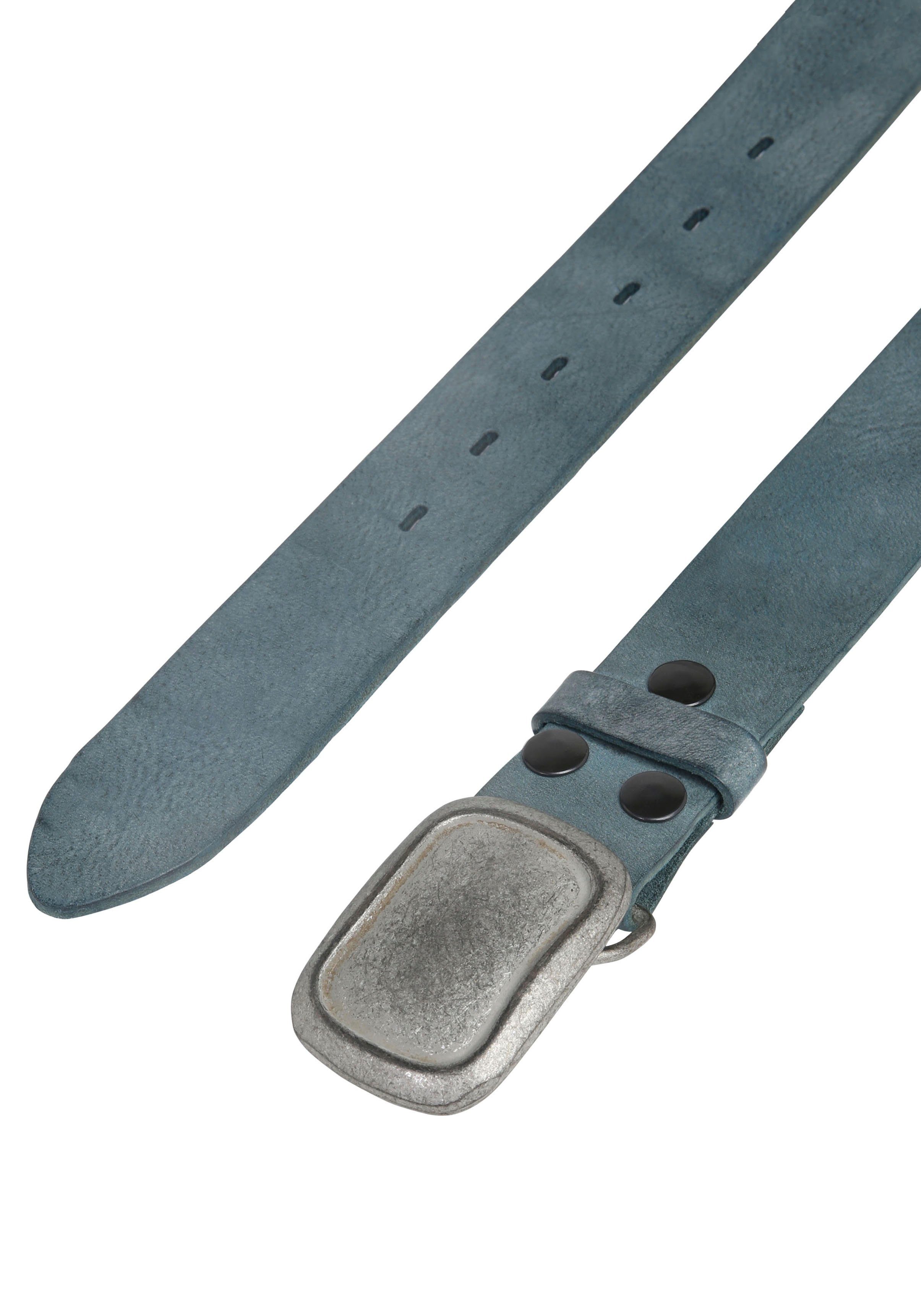 Schließe 019° »Rechteck by showroom RETTUNGSRING Ledergürtel mit Eingefasst austauschbarer Grau«