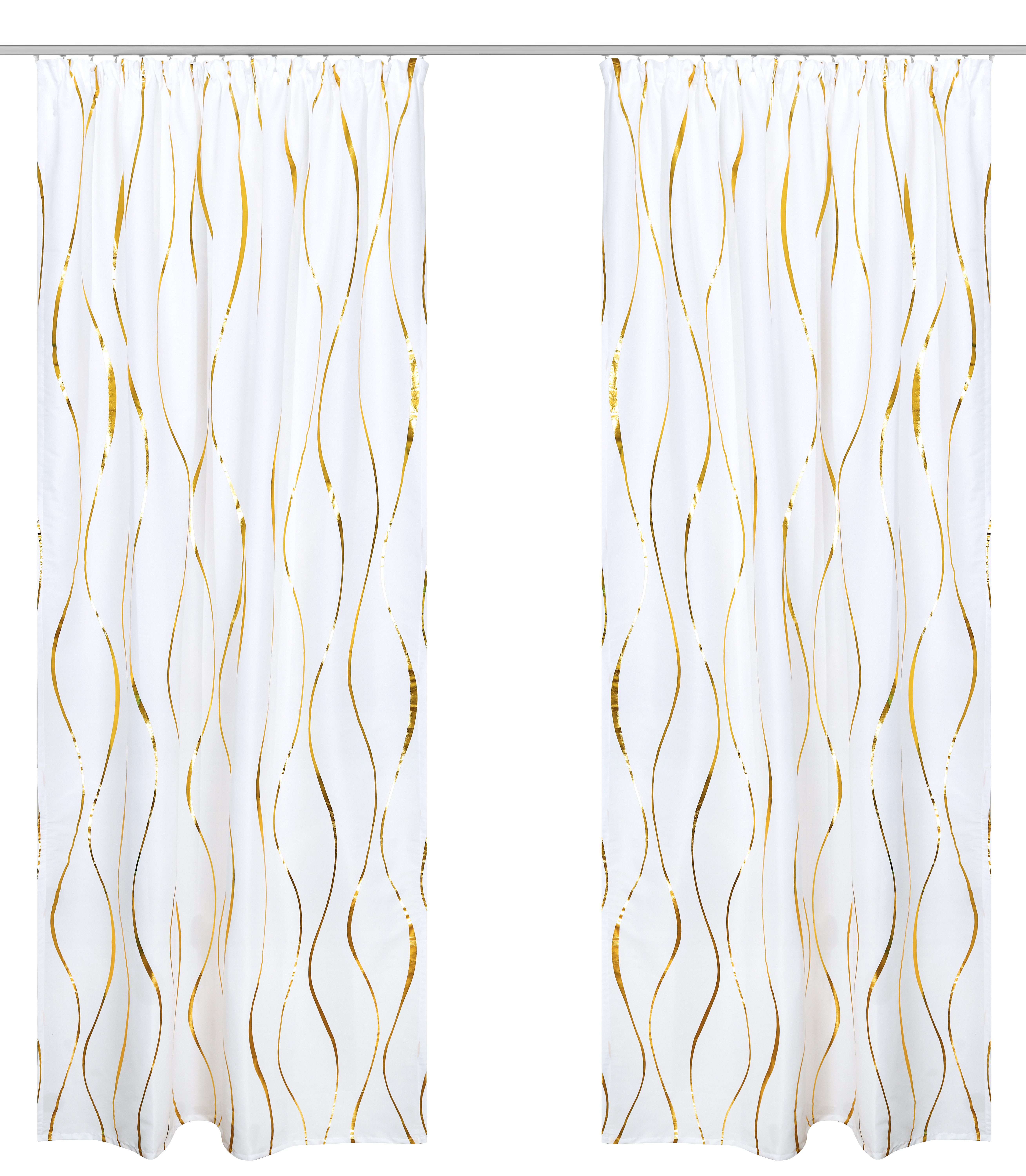 OTTO home Gardine Quinnton (2 St), Kräuselband, blickdicht, Blickdicht, 2er‑Set. Metallic‑Akzenten, Kräuselband