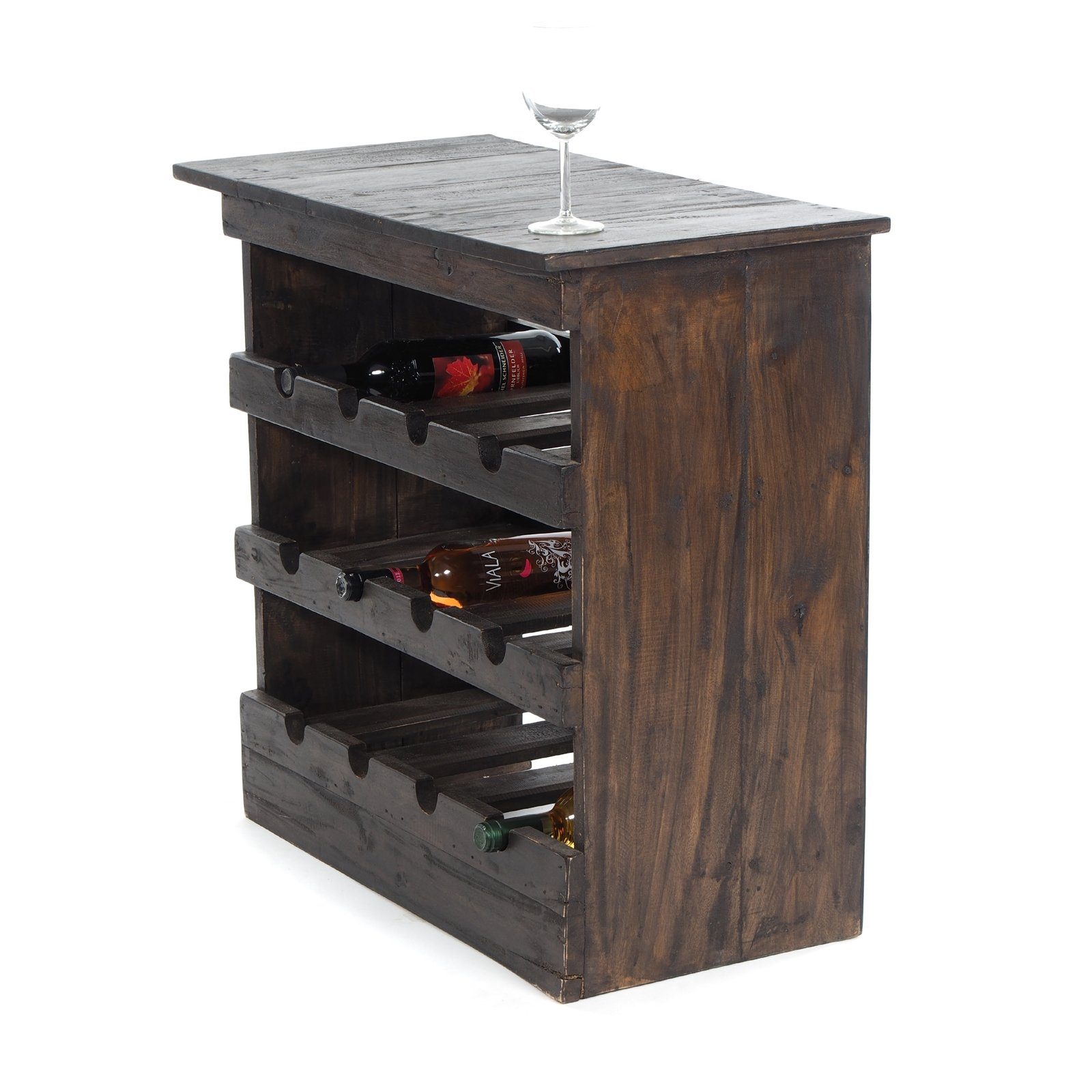 DESIGN DELIGHTS Weinregal WEINREGAL "RUSTIQUE", Altholz massiv, 70x70x38cm (HxBxT), 03 dunkelb