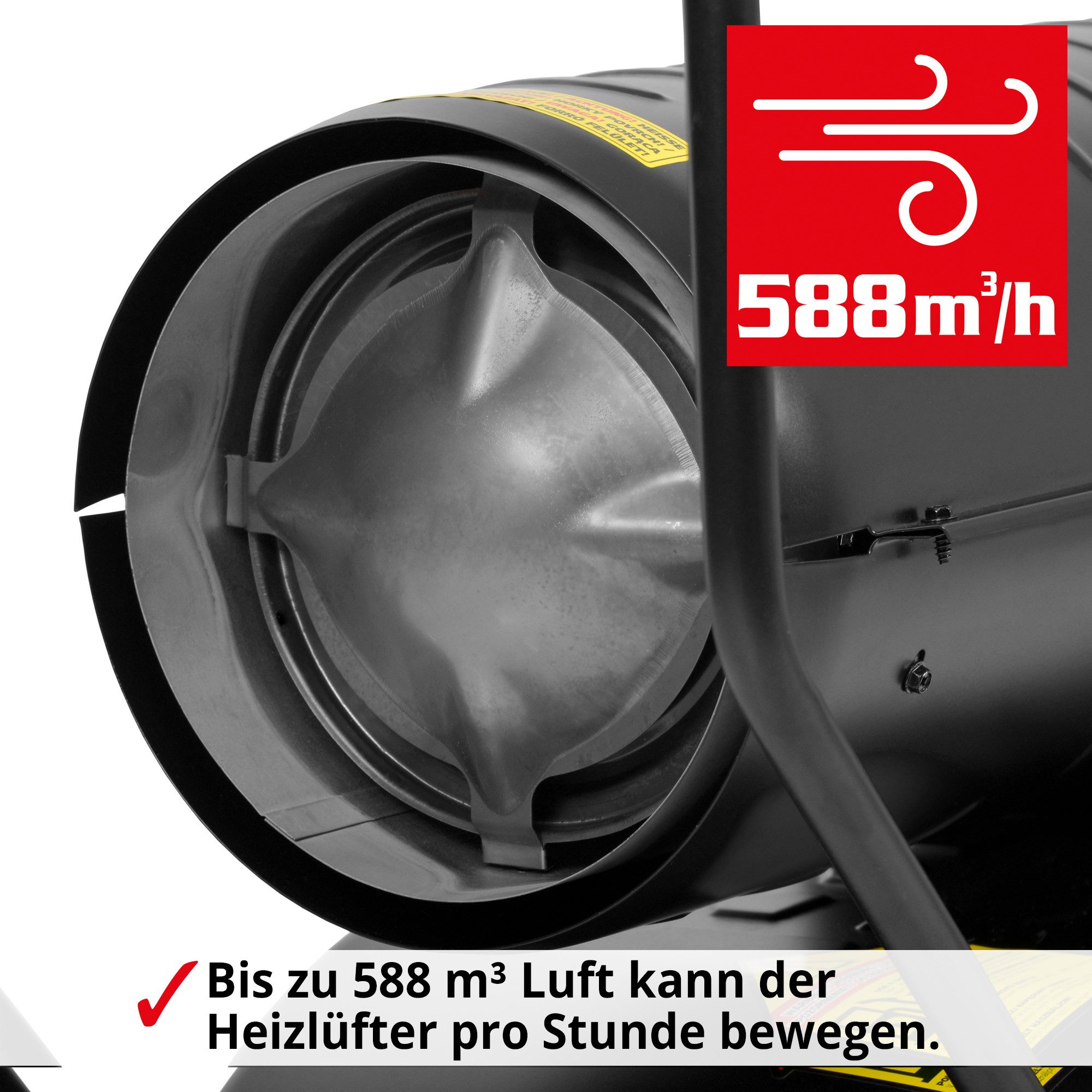 Hecht Heizgerät Diesel Heizkanone 3038 mit Fahrgestell 37 kW, 37000 W, 125000 BTU, 34,5 Kpa, 295 m², 38 Liter
