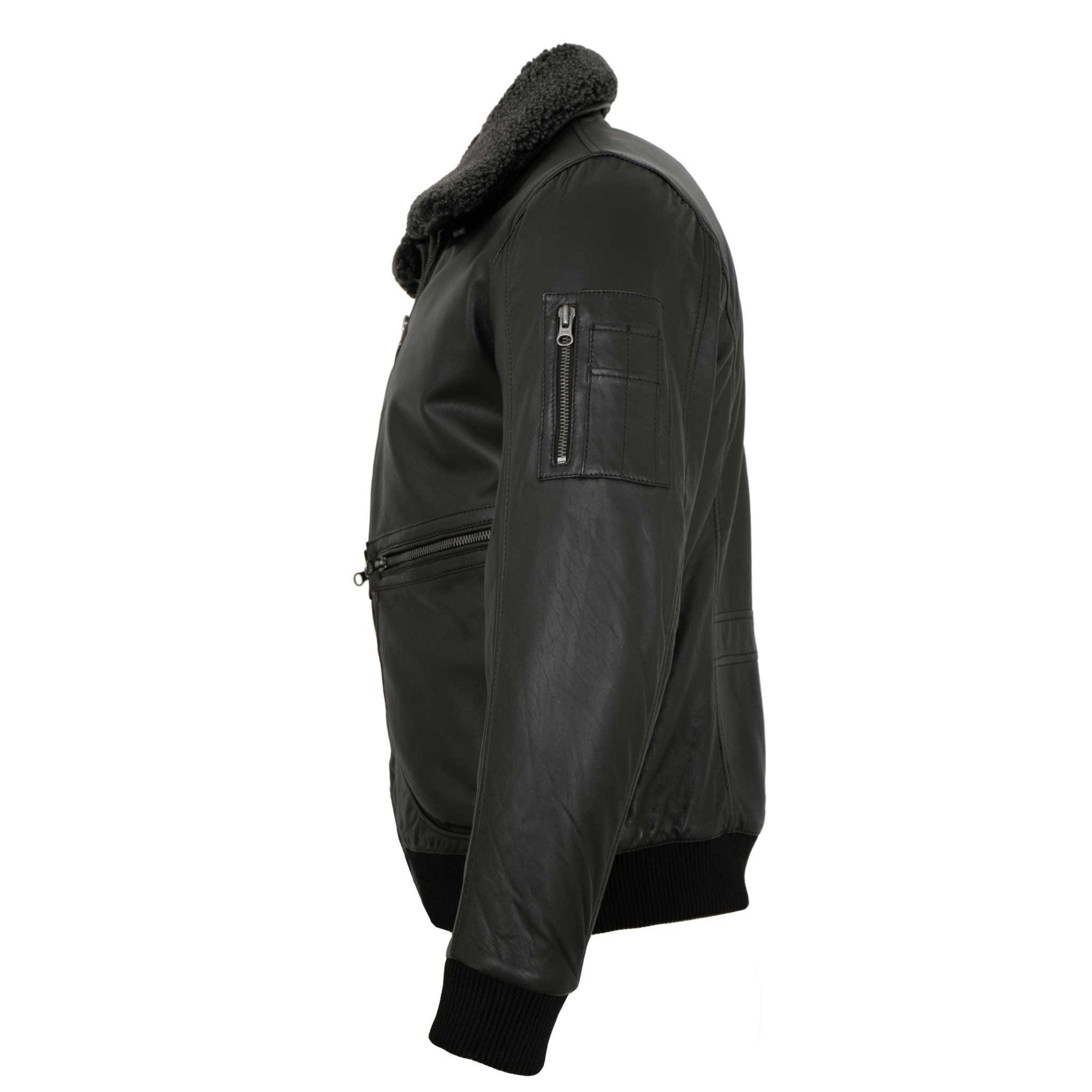 Redpoint Lederjacke Globe Redpoint - Herren Lederjacke Fellkragen Lammnappa schwarz