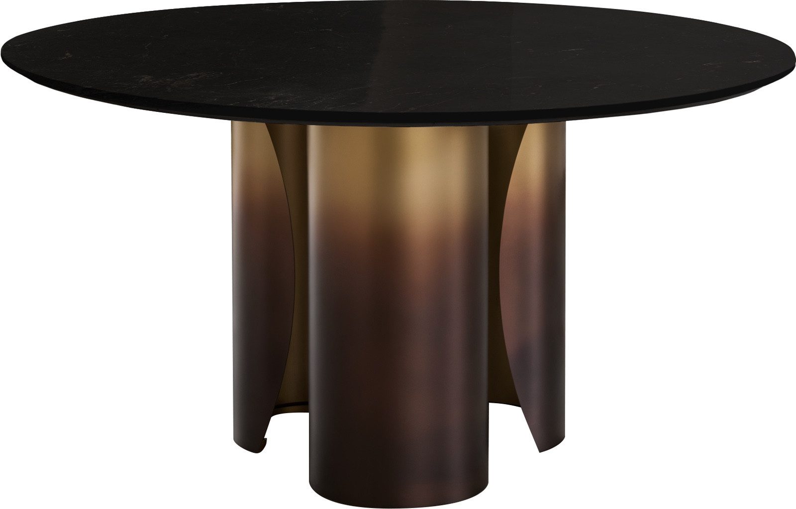 DELIFE Esstisch Adenza, Rund Marmor Schwarz Silber 140x140 cm Metall Gold Ombre