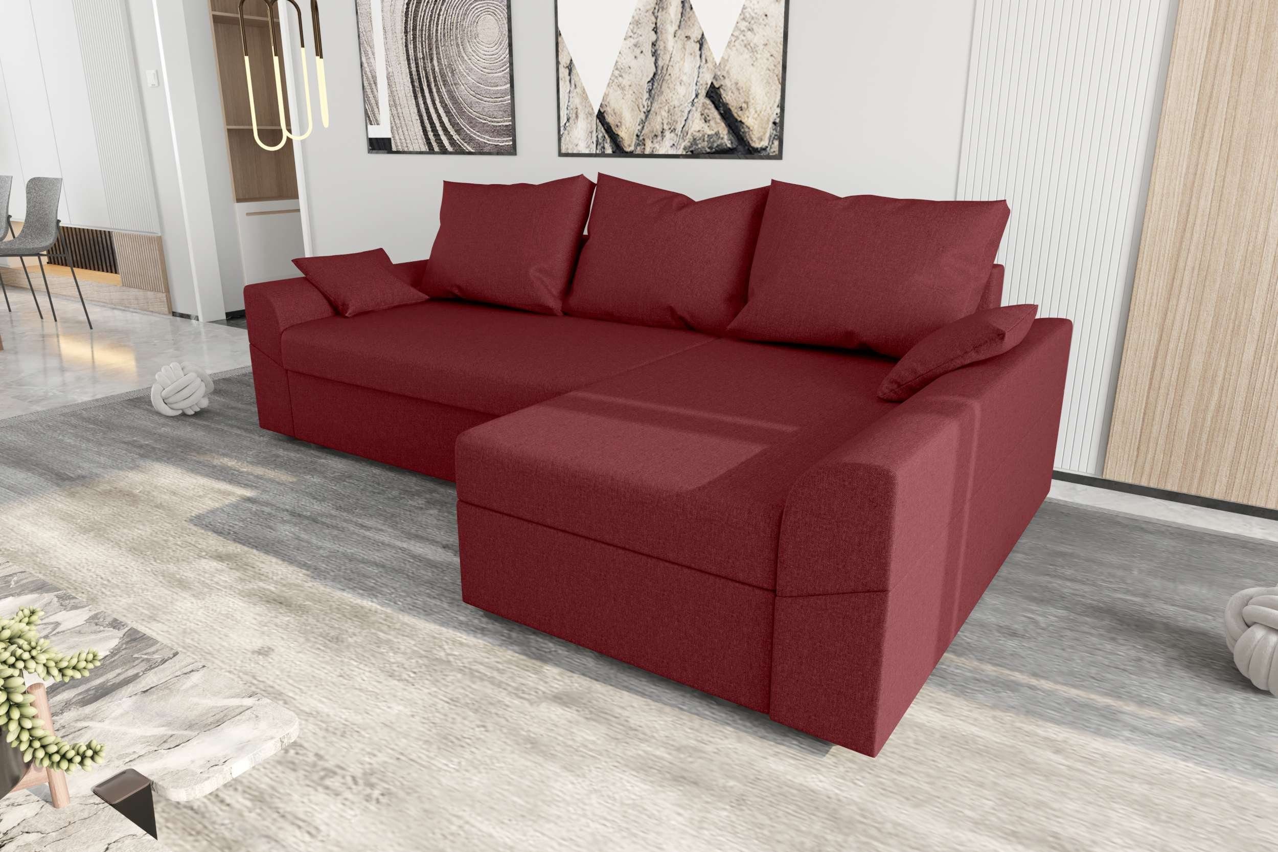 Stylefy Ecksofa Aurora, L-Form, Sitzkomfort, Design mit Bettfunktion, Eckcouch, Sofa, Bettkasten, Modern mit