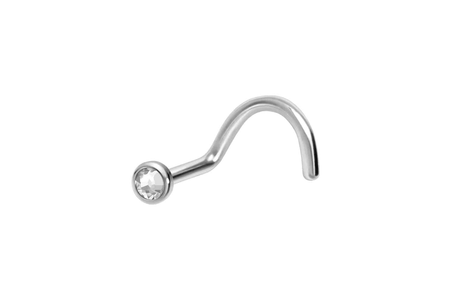 PIERCINGLINE Nasenpiercing Titan Nasenstecker Spirale FLACHE KRISTALLDISC (Nasenstecker, 1-tlg)