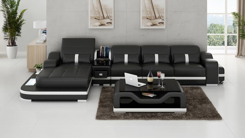 JVmoebel Ecksofa, Ledersofa Couch Wohnlandschaft Eck Ecksofa Design Sofa Modern