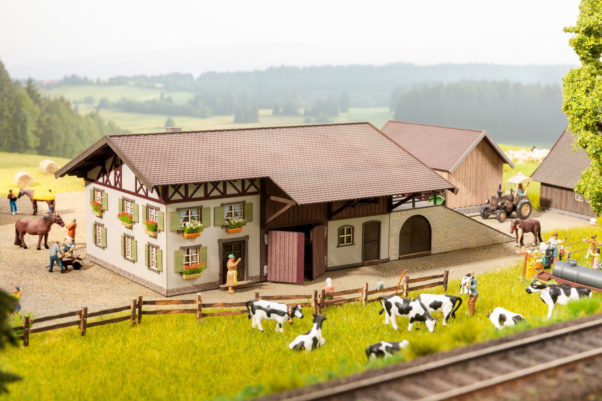 NOCH Modelleisenbahn-Gebäude Bauernhof, detaillierter Modellbau Bausatz, H0 1:8
