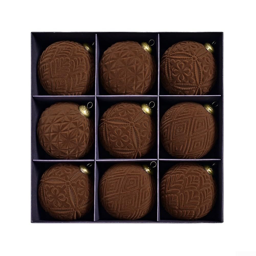CLTYQ Weihnachtsbaumkugel 9 stück kunstoff Velvet weihnachtskugeln samt 10 cm für Weihnachtsbaum (9 St), christbaumkugeln Kugeln mit Haken Weihnachten deko Tish