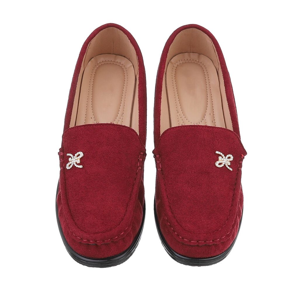 Ital-Design Damen Mokassins Freizeit Slipper (87214372) Keilabsatz/Wedge Mokassins in Weinrot – Bild 4 von 4
