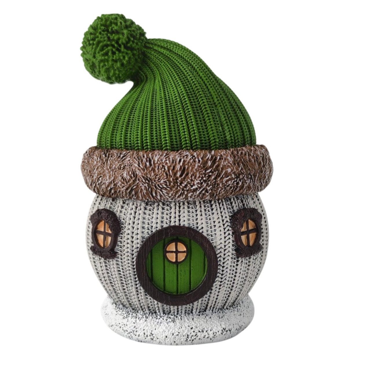Figurendiscounter Weihnachtsfigur Dekofigur Wichtelhaus 16 x 10 cm grün/grau