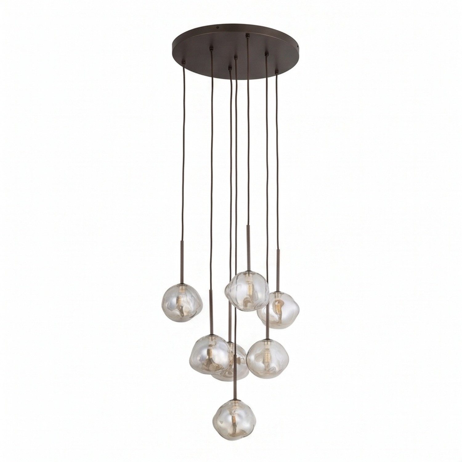 Licht-Erlebnisse Pendelleuchte UMERA, ohne Leuchtmittel, Glas Metall G9 485 cm breit H: max. 150 cm Braun Cognac Modern