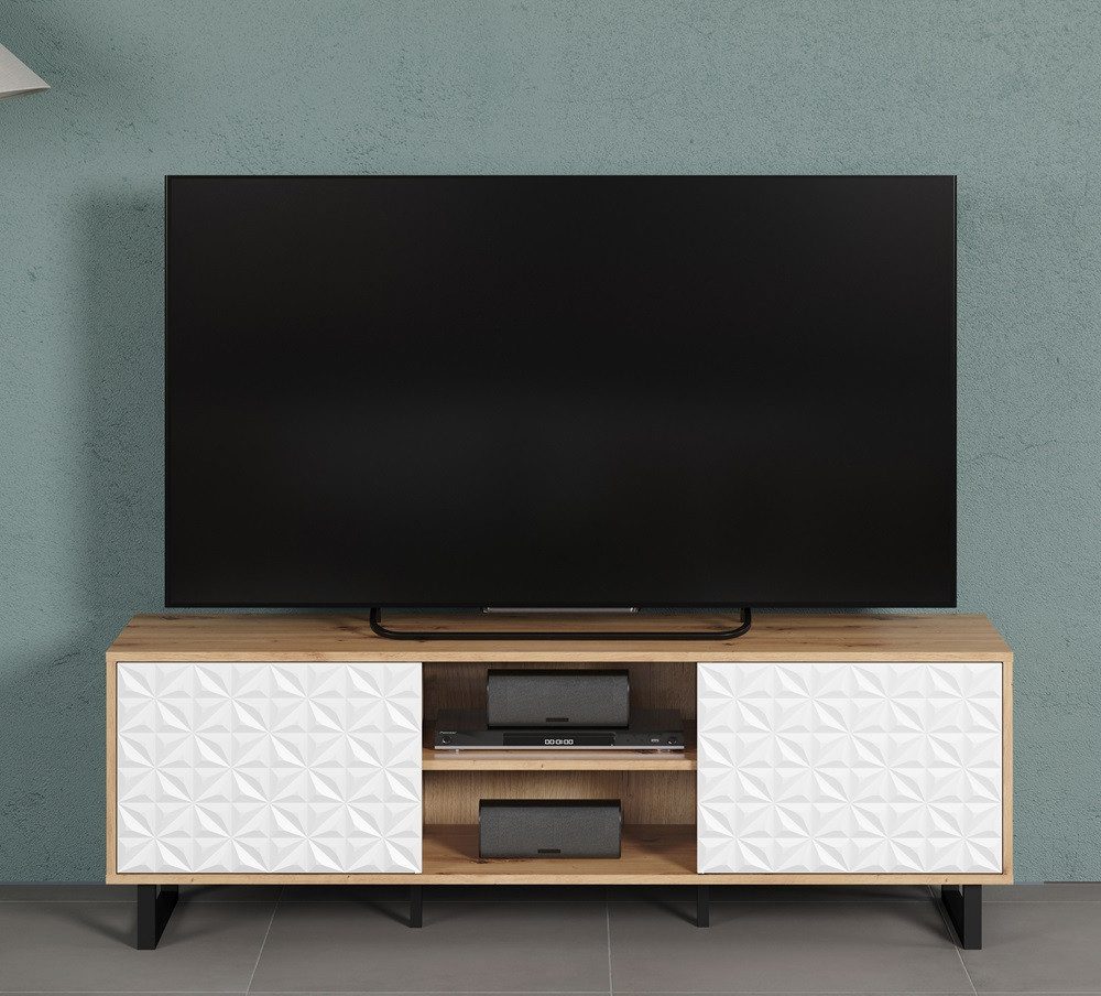 trendteam Lowboard Lowboard TV-Board Aventura, Artisan Eiche / Weiß