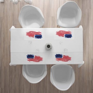 Platzset, Waschbare Stoff Esszimmer Küche Tischdekorations Digitaldruck, Abakuhaus, (4-teilig, 4 Teilig-St., Set aus 4x), Vierter Juli American Flag Sketch