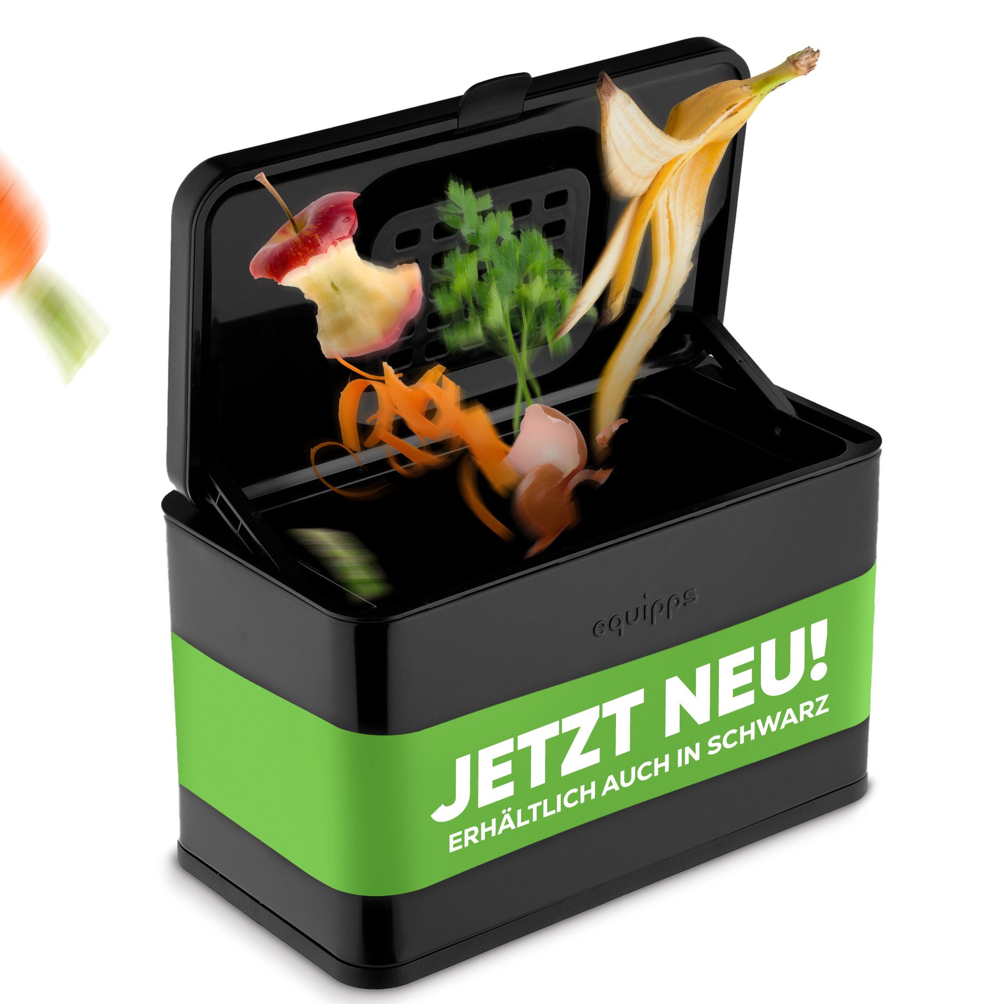 equipps Biomülleimer Biomülleimer mit Geruchsfilter 3L, Komposteimer Küche für Biomüll, mit Aktivkohlefilter, Schwingdeckel, Bioabfallbehälter