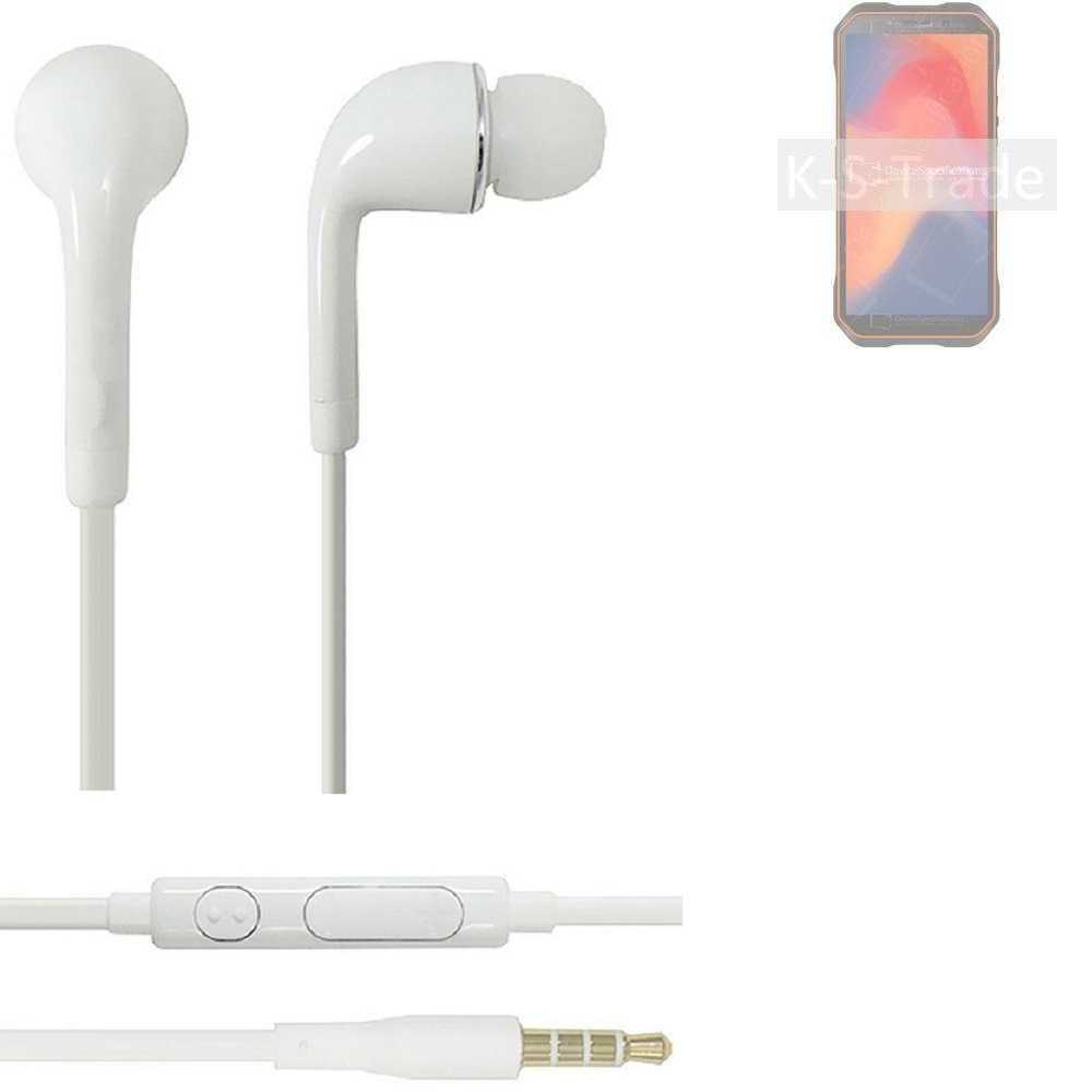 K-S-Trade für Doogee S51 In-Ear-Kopfhörer u Lautstärkeregler (Kopfhörer mit Headset 3,5mm) Mikrofon weiß