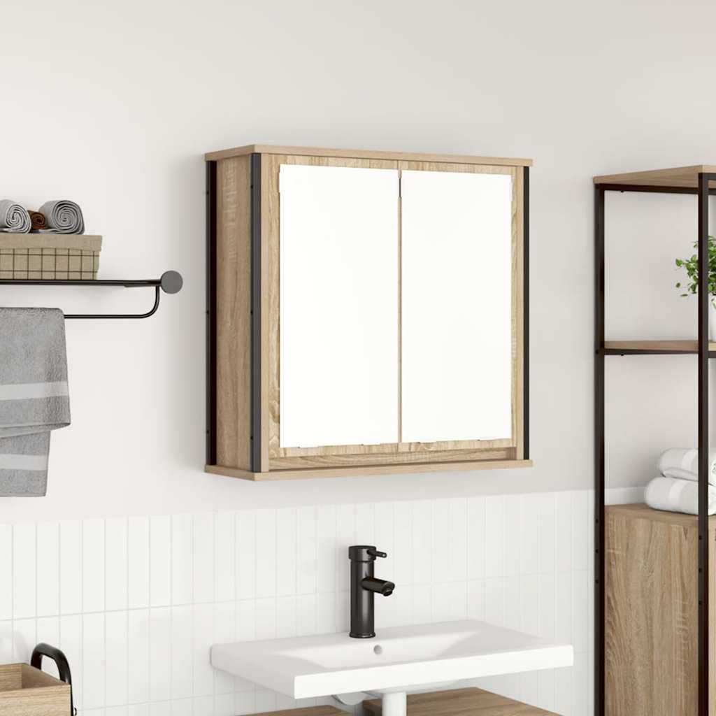 vidaXL Badezimmerspiegelschrank Bad-Wandschrank mit Spiegel Sonoma-Eiche 60x21x60 cm (1-St)