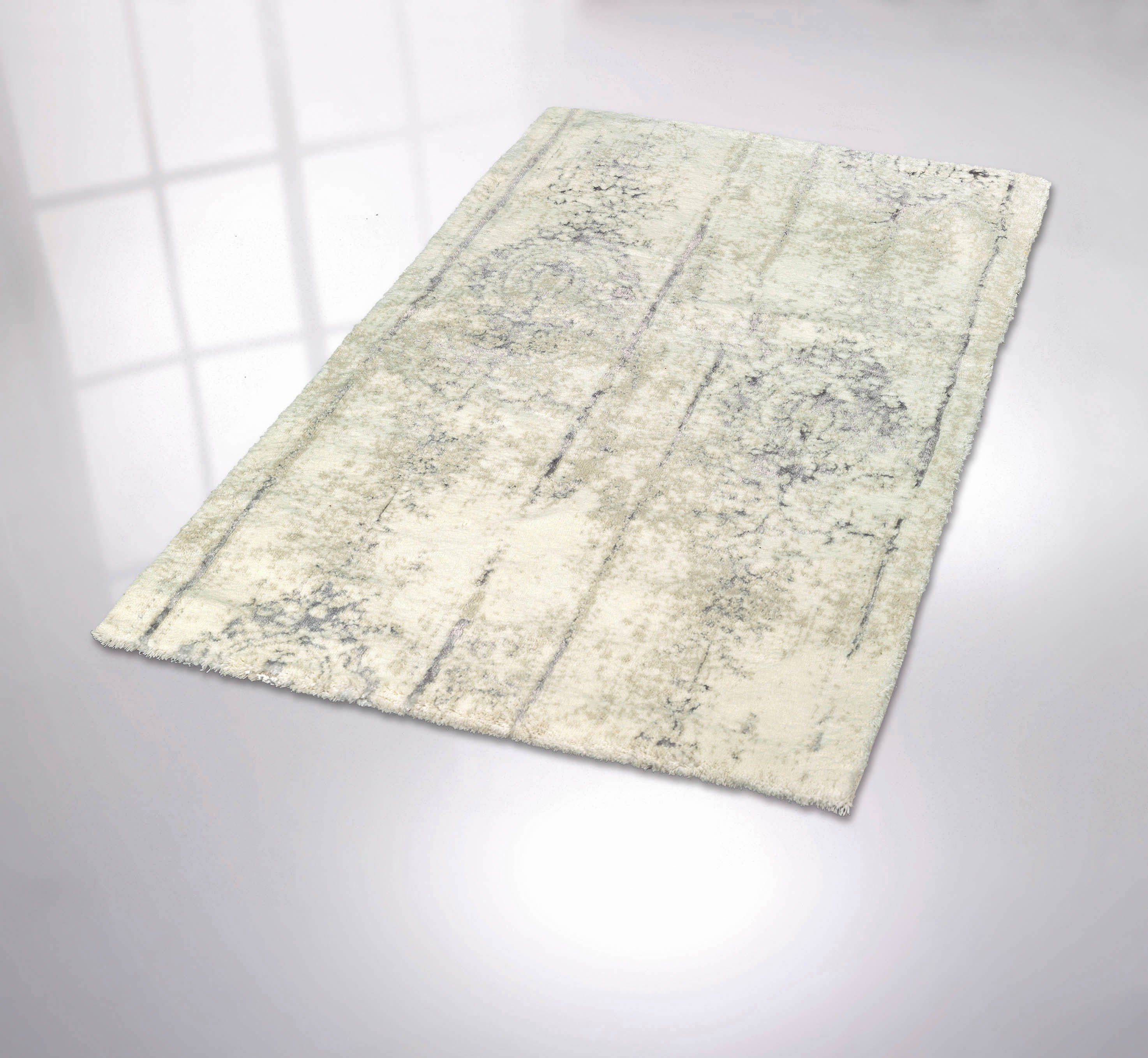 Kleine Wolke Badematte Caracas, Höhe 10 mm, rutschhemmend beschichtet, fußbodenheizungsgeeignet, Baumwolle, Viskose, rechteckig, Badteppich, Vintage-Look, schimmernde Effekte, waschbar