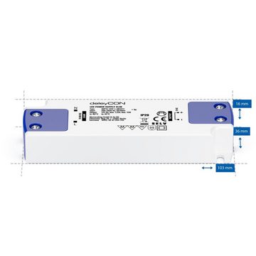 deleyCON LED-Leuchtmittel deleyCON 12 V LED Trafo Transformator Netzteil SLIM 0-15W 200-240V DC