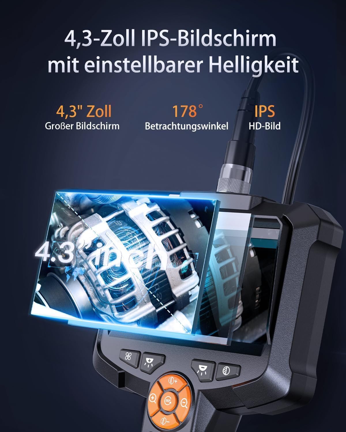 POPOLIC 4,3" IPS-HD-Bildschirm Rohrkamera, Endoskop, Kanalkamera Inspektion günstig online kaufen